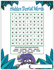 Hidden Dental Words activity sheet - Pediatric Dentist in Westfield, NJ